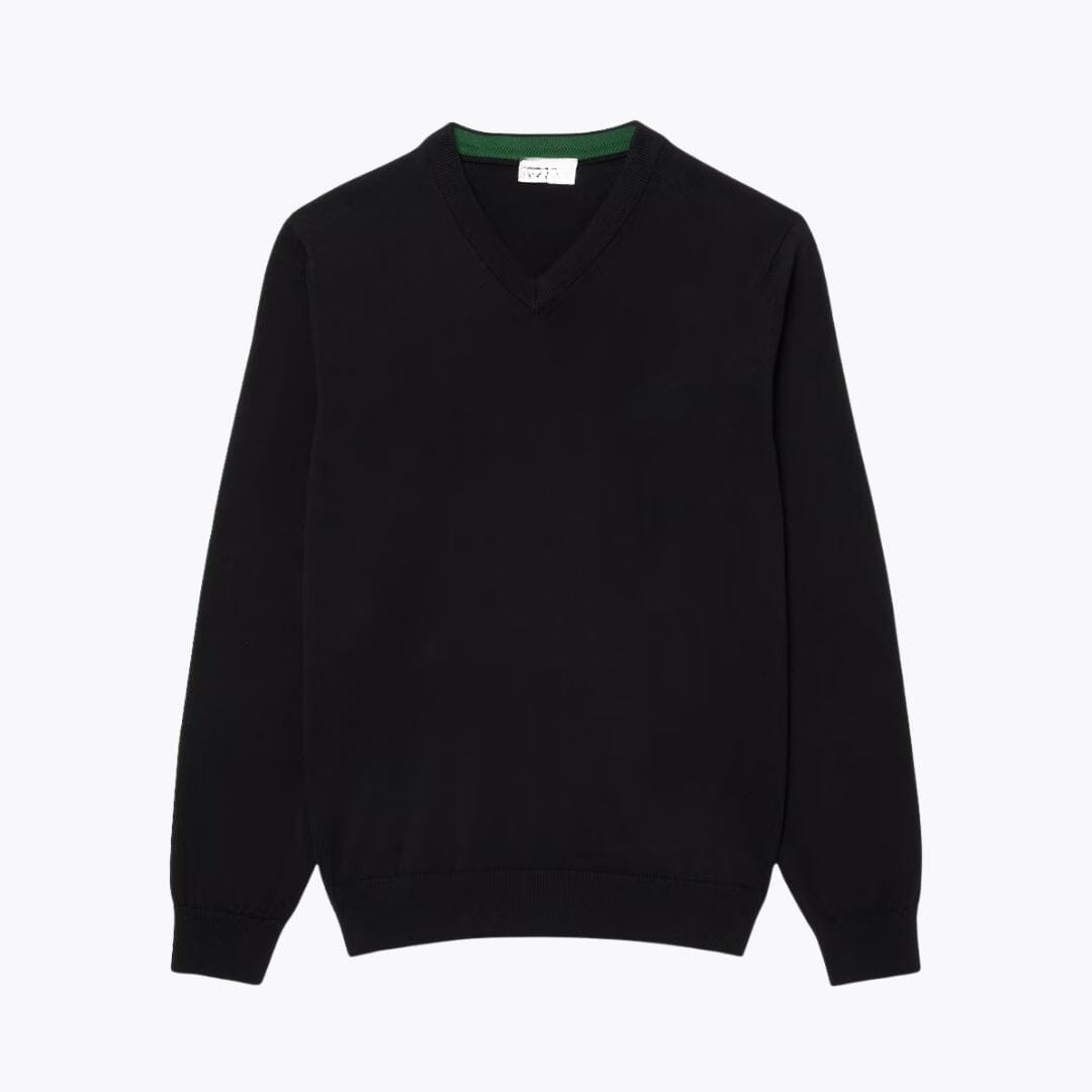 Monochrome Cotton Jumper with V-Neck