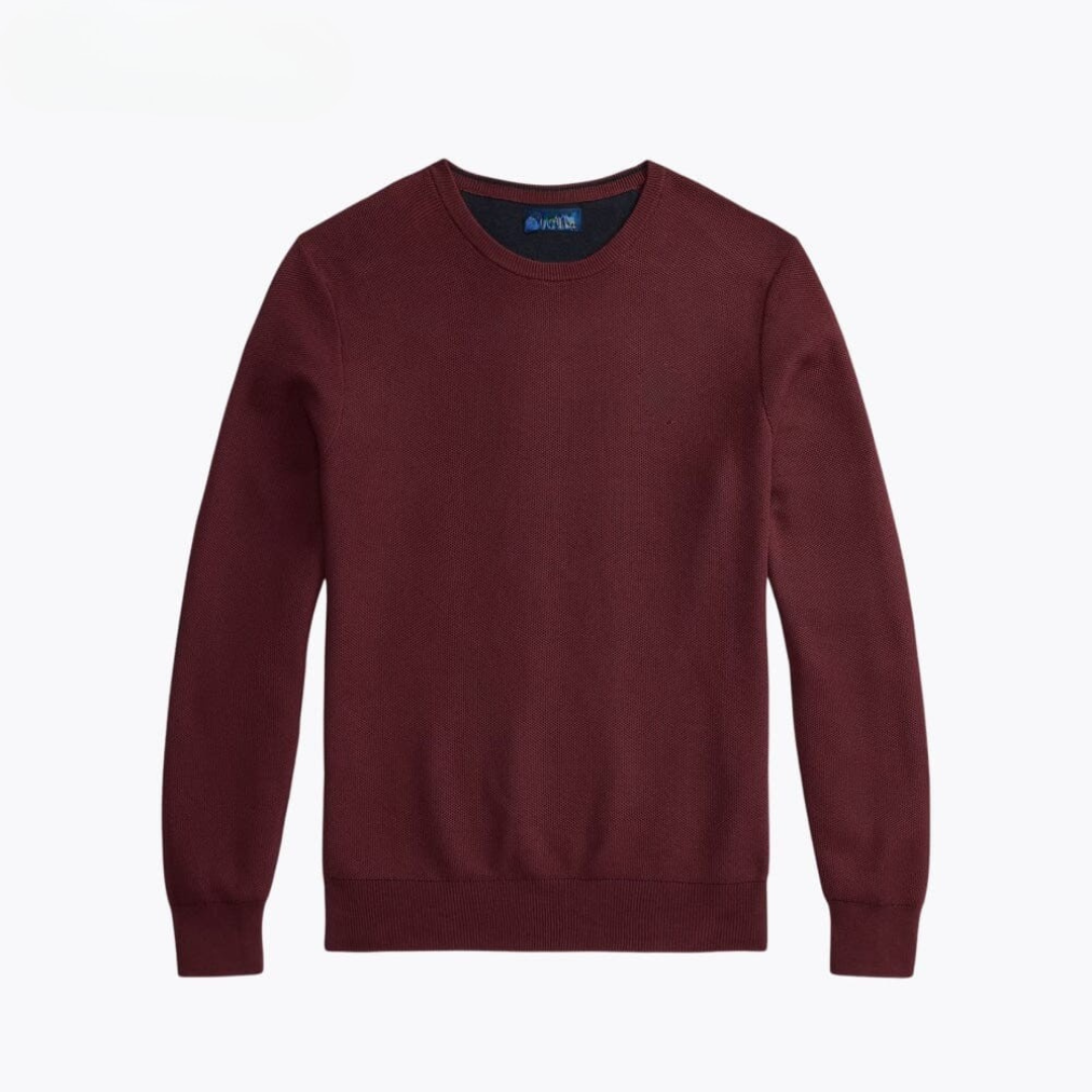 Mesh Knit Cotton Jumper with Crew Neck